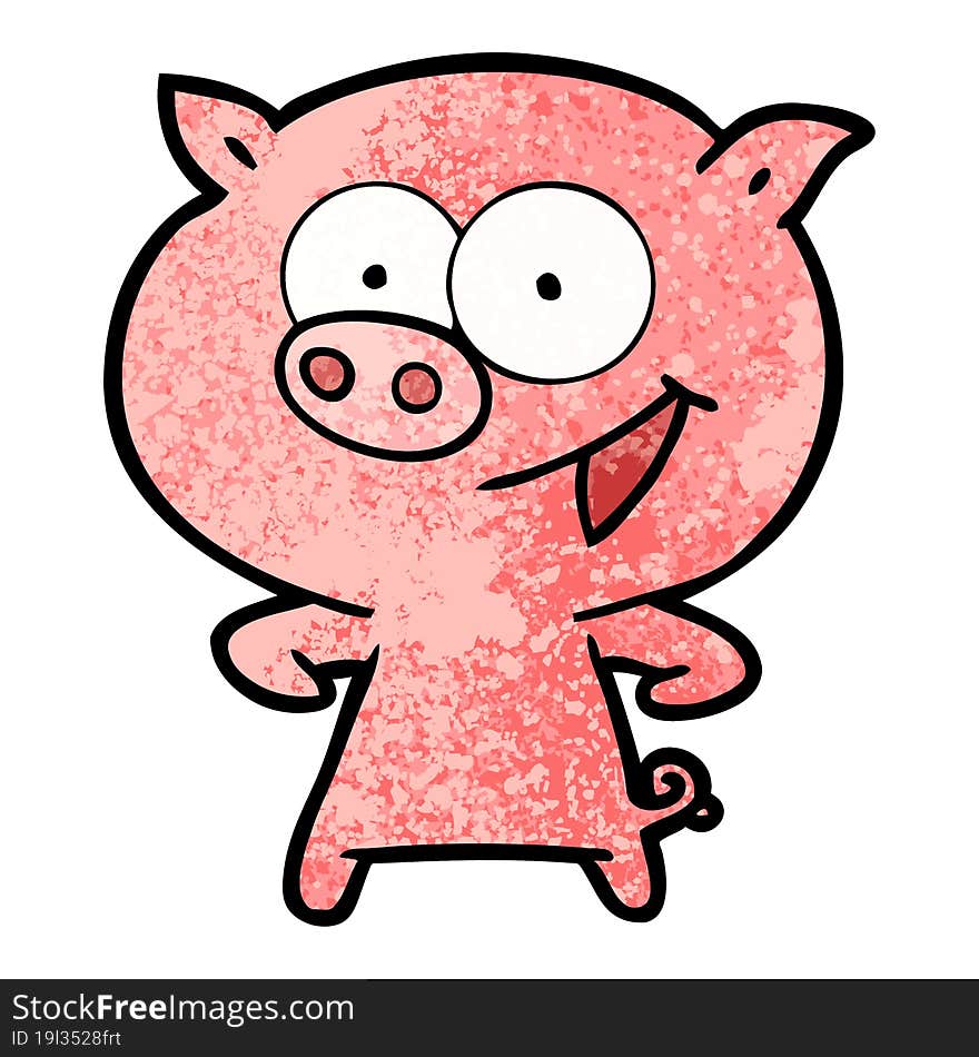 cheerful pig cartoon. cheerful pig cartoon