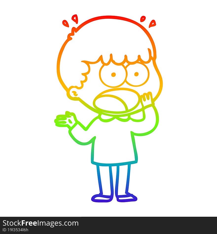 rainbow gradient line drawing cartoon shocked man gasping