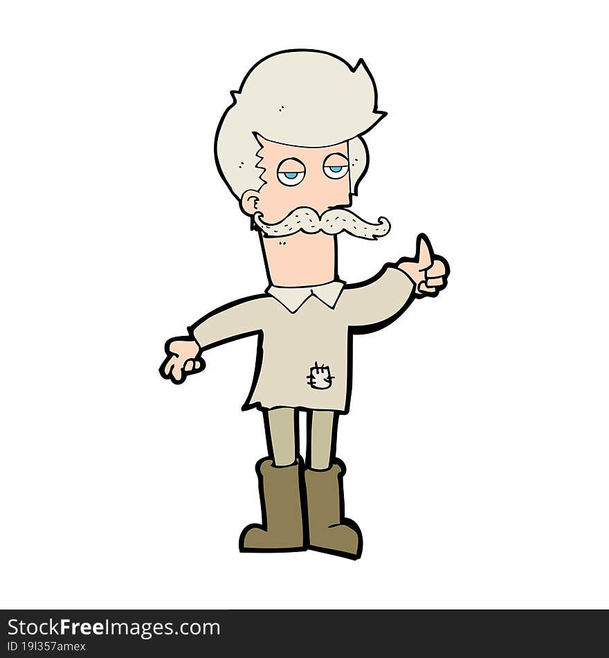 cartoon old man in poor clothes