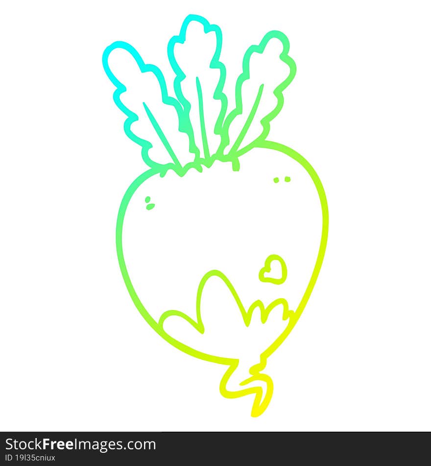 cold gradient line drawing of a cartoon beet root