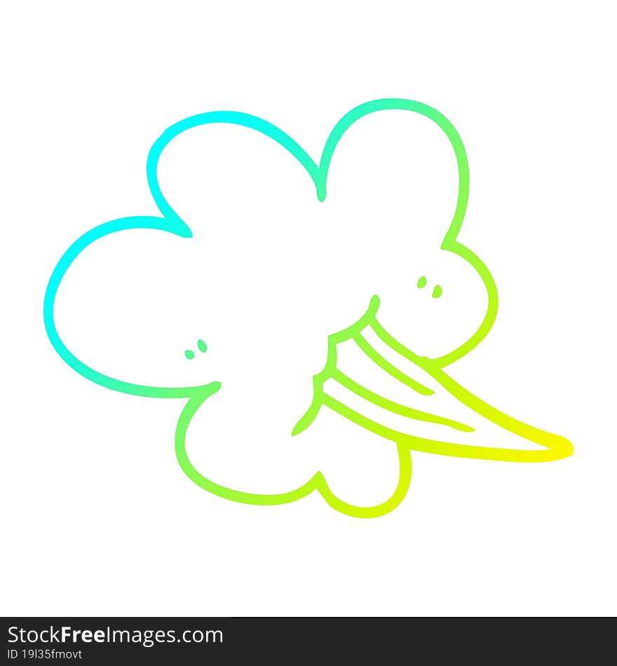 cold gradient line drawing cartoon whooshing cloud