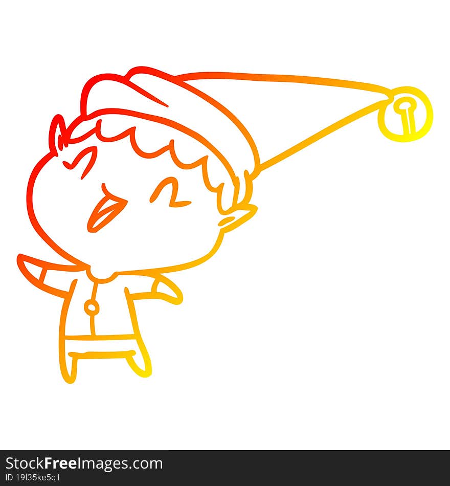 Warm Gradient Line Drawing Happy Christmas Elf