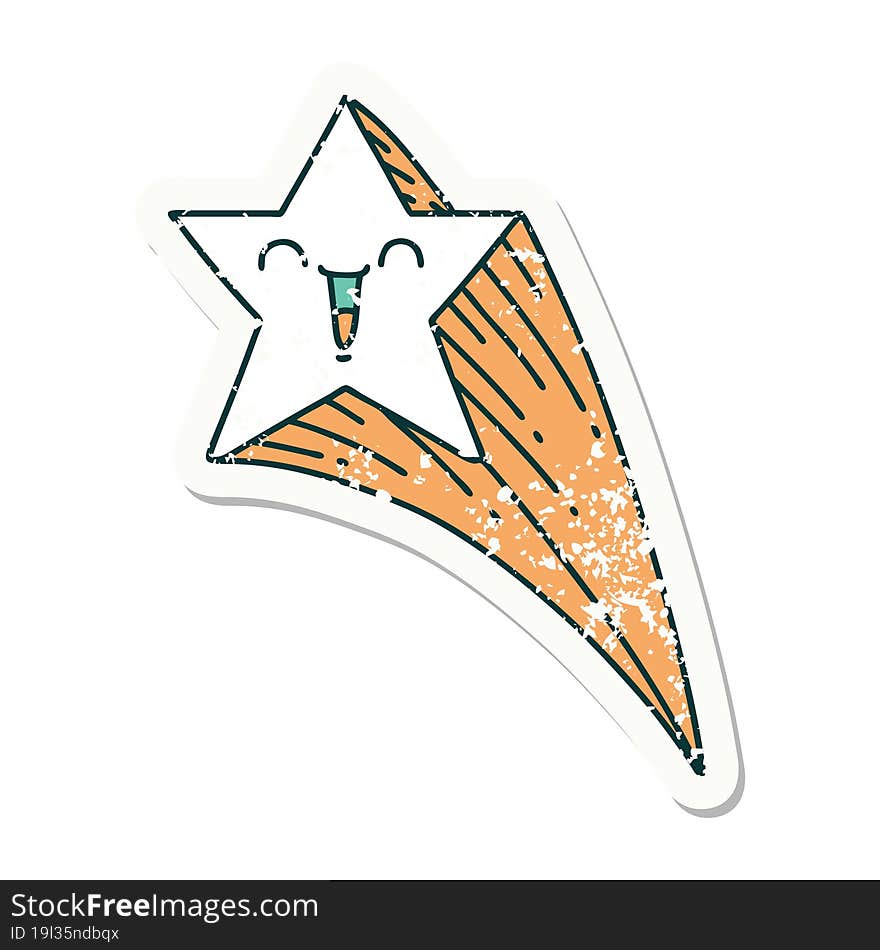 Grunge Sticker Of Tattoo Style Shooting Star