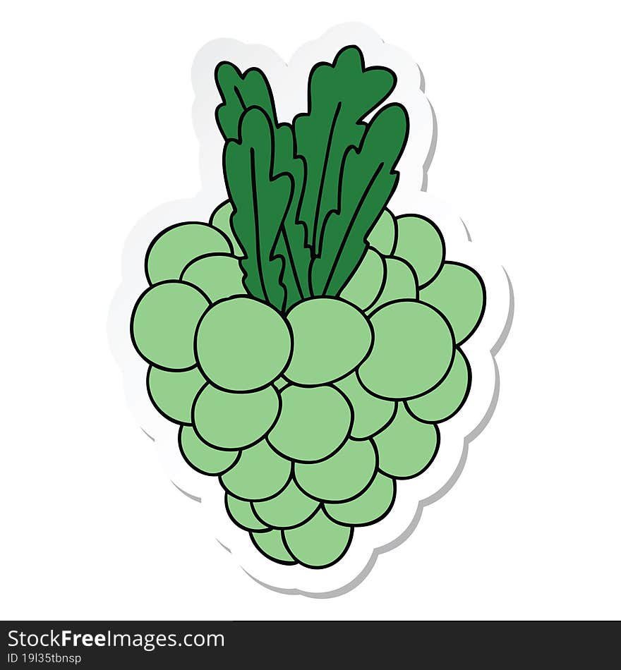 sticker of a quirky hand drawn cartoon bunch of grapes