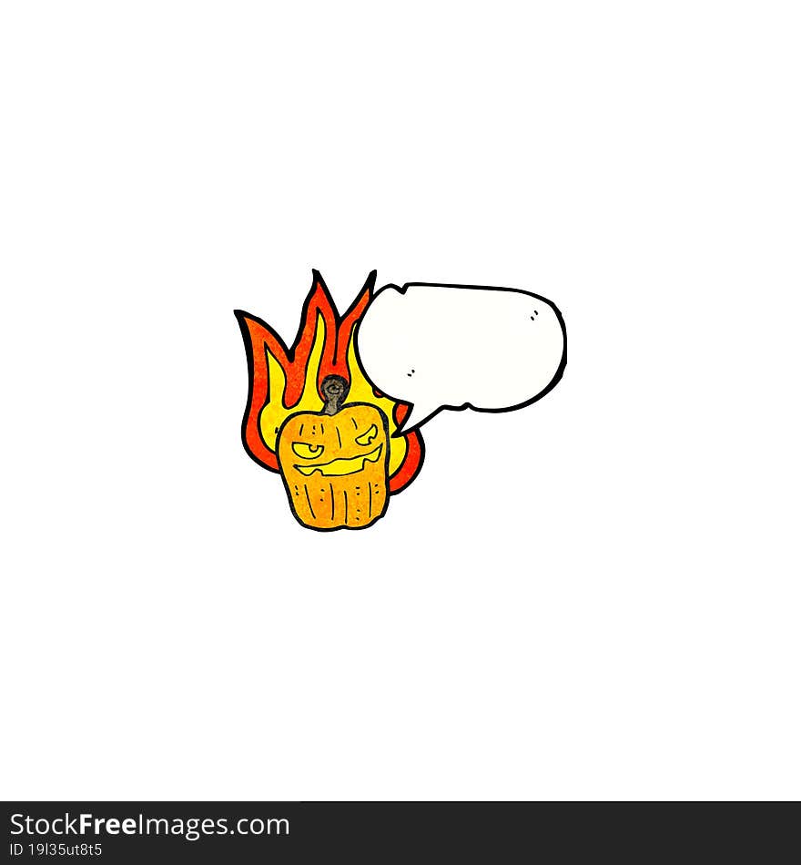 flaming pumpkin cartoon