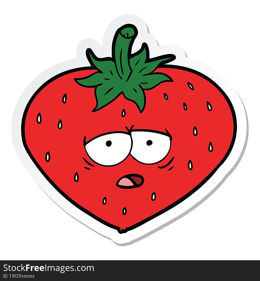 sticker of a cartoon strawberry