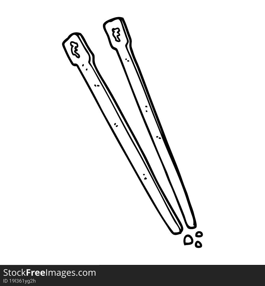 line drawing cartoon wooden chopsticks