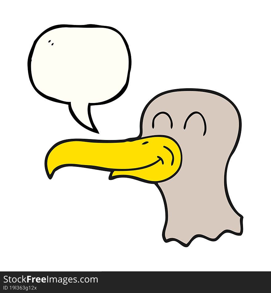 freehand drawn speech bubble cartoon seagull