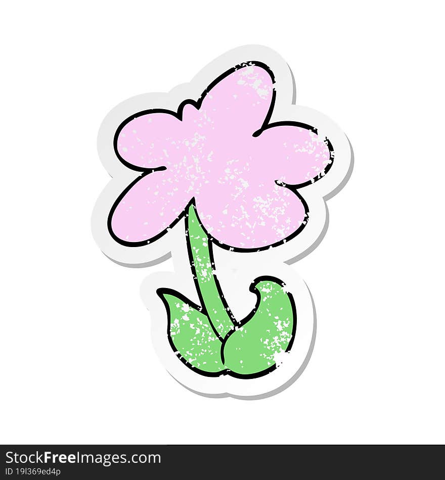 distressed sticker of a cute cartoon flower