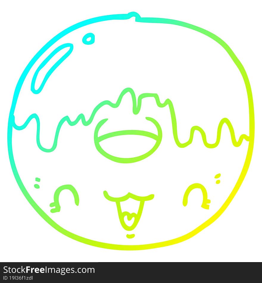 cold gradient line drawing cute cartoon donut