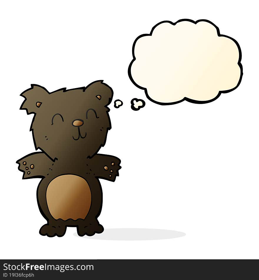 cartoon cute black bear cub with thought bubble