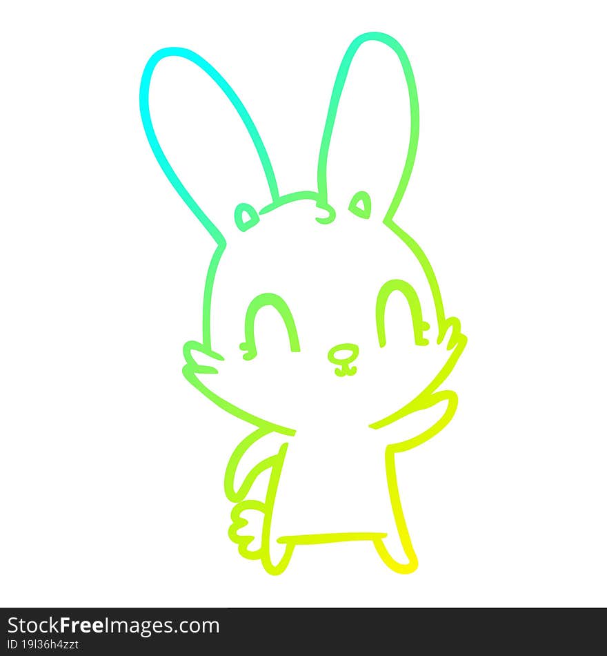 cold gradient line drawing of a cute cartoon rabbit