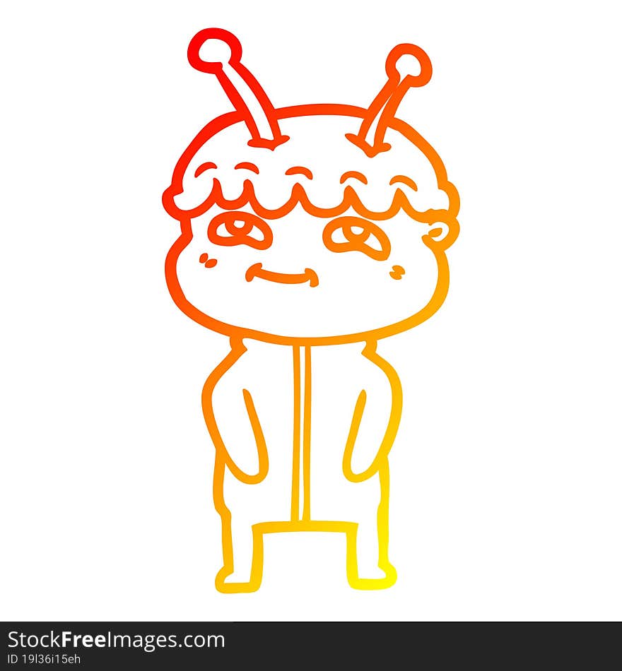 warm gradient line drawing friendly cartoon spaceman