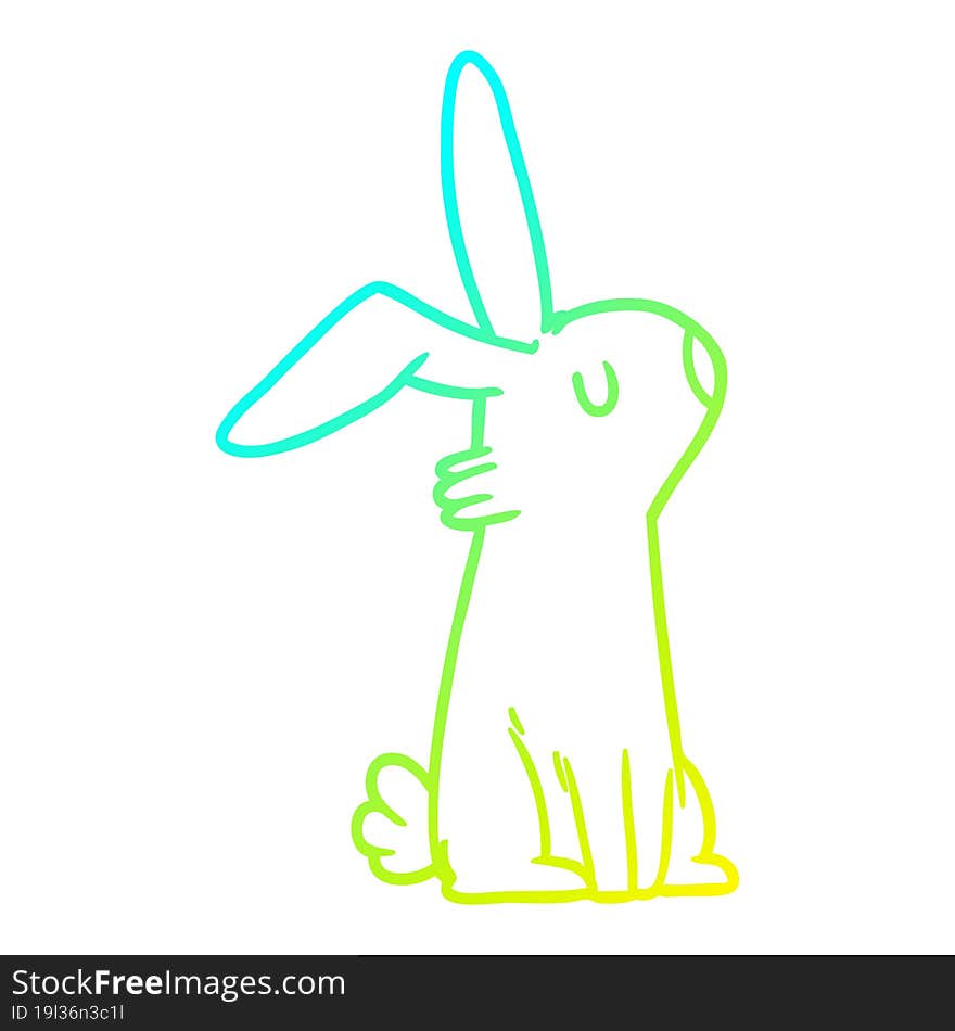 Cold Gradient Line Drawing Cartoon Rabbit