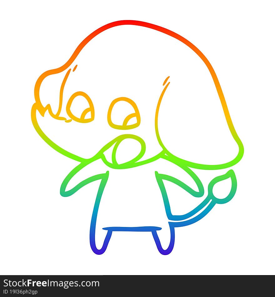 rainbow gradient line drawing cute cartoon elephant