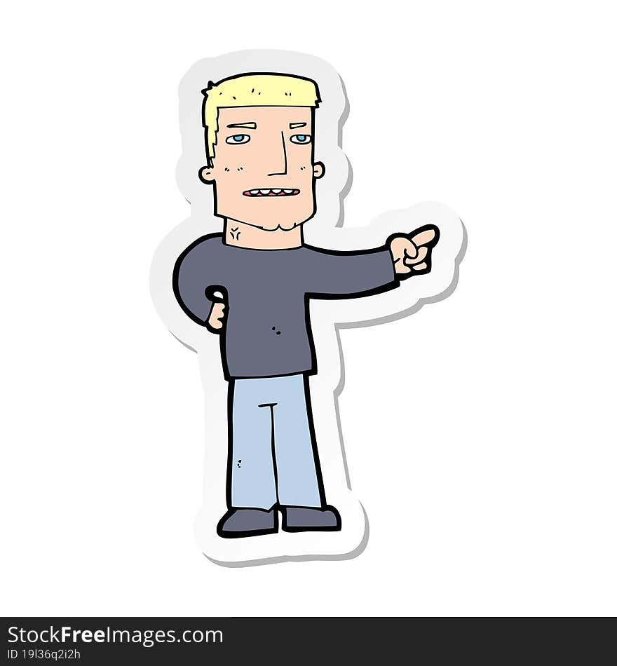 Sticker Of A Cartoon Man Pointing