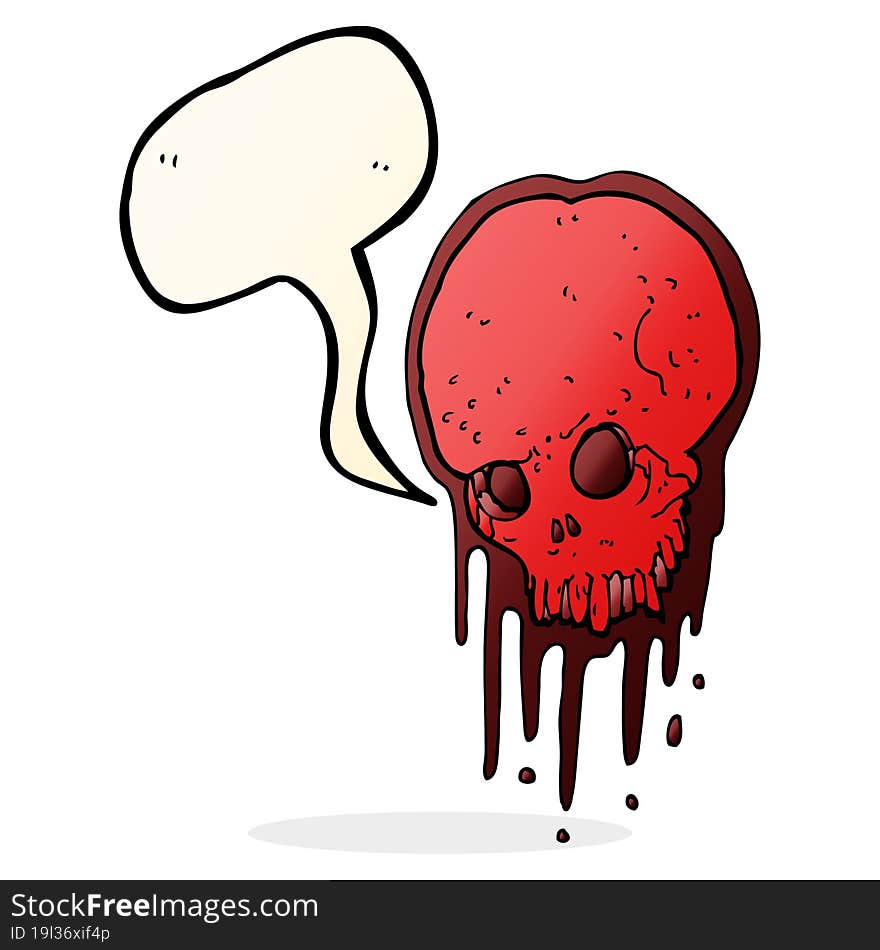 cartoon scary skull with speech bubble