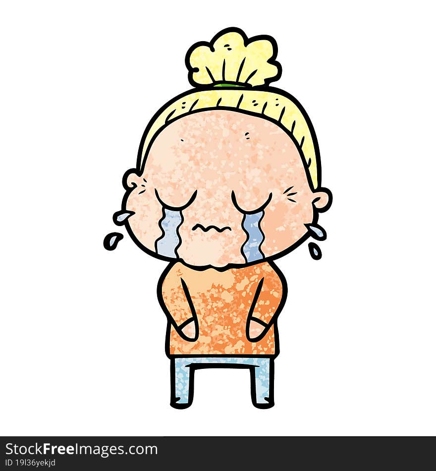 cartoon crying old lady. cartoon crying old lady