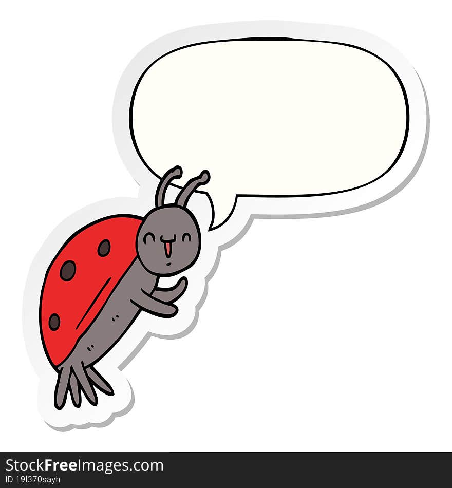 cute cartoon ladybug and speech bubble sticker