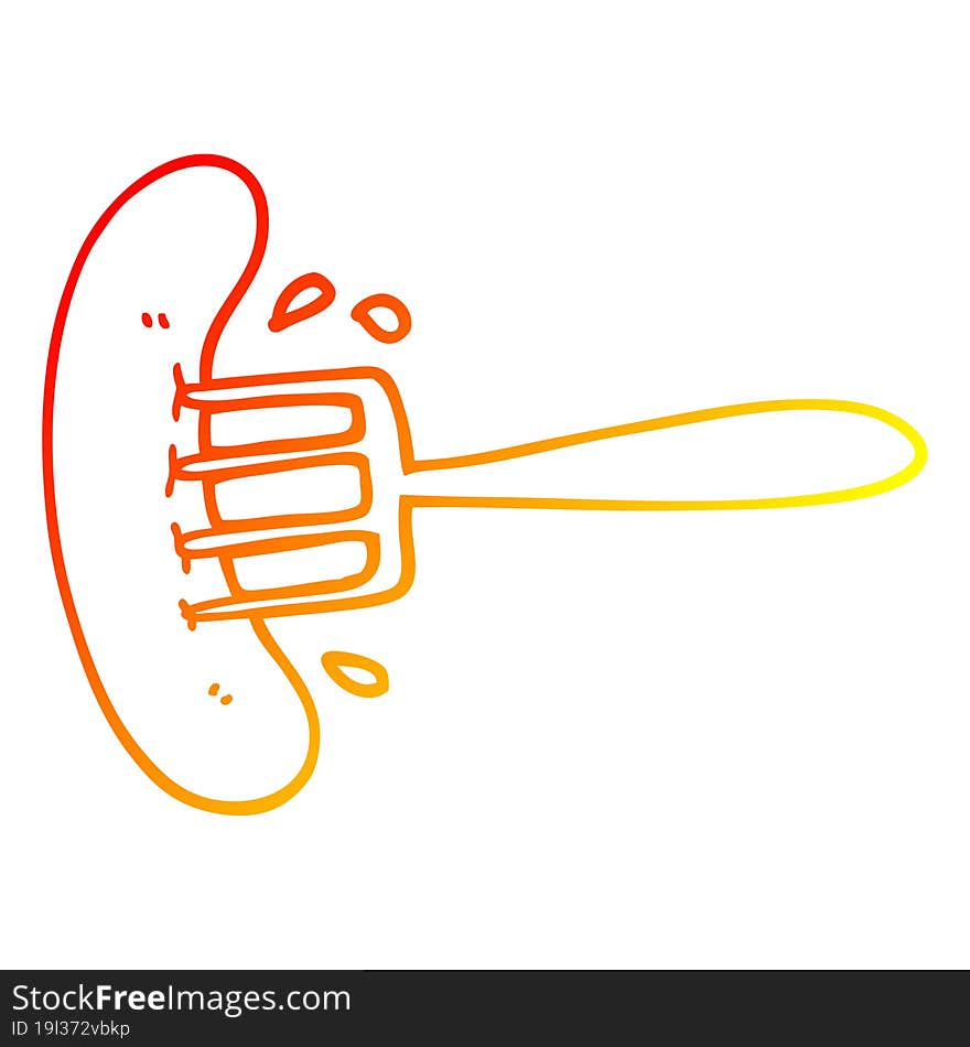 warm gradient line drawing cartoon hot dog