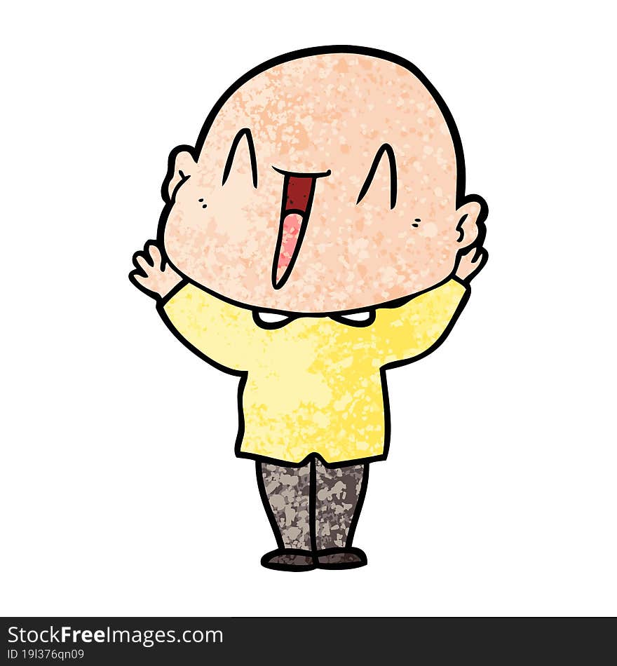 happy cartoon bald man. happy cartoon bald man