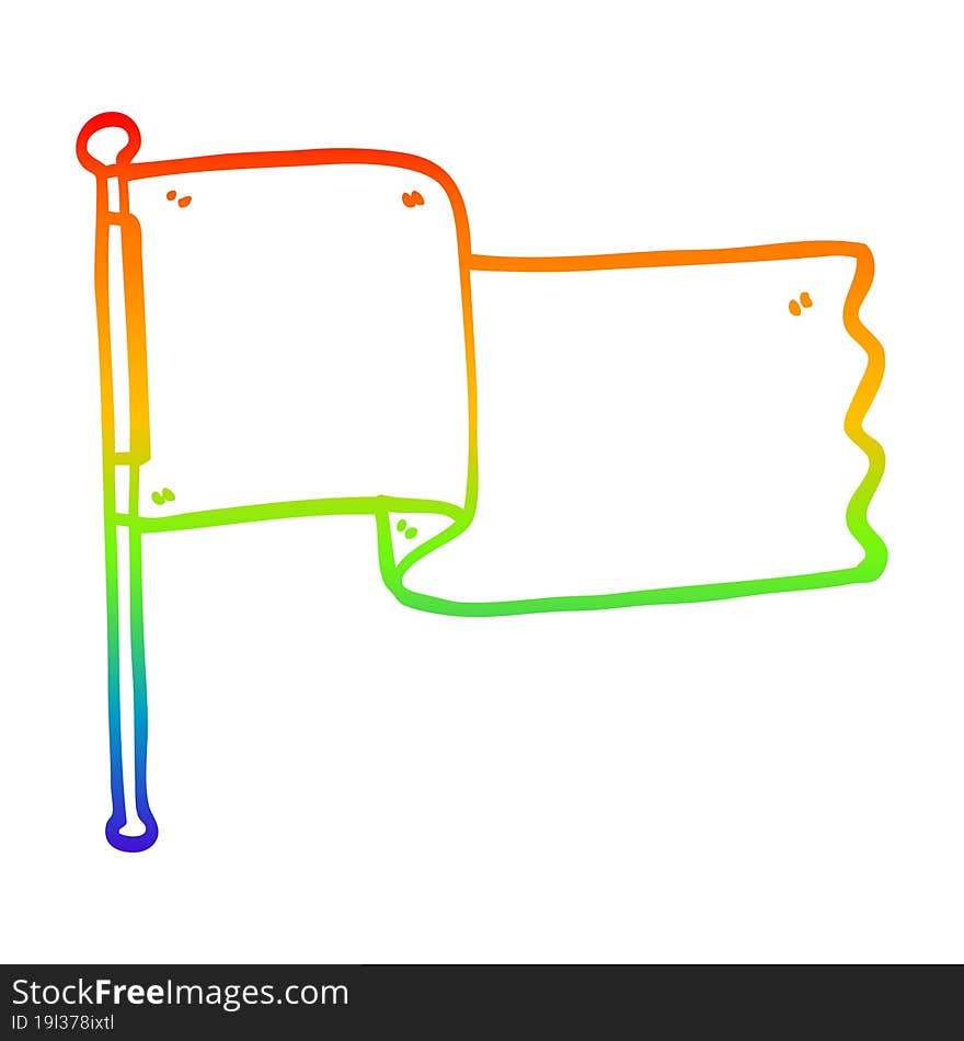 rainbow gradient line drawing cartoon white flag waving