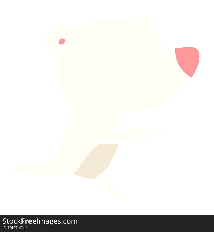 running polar bear flat color style cartoon