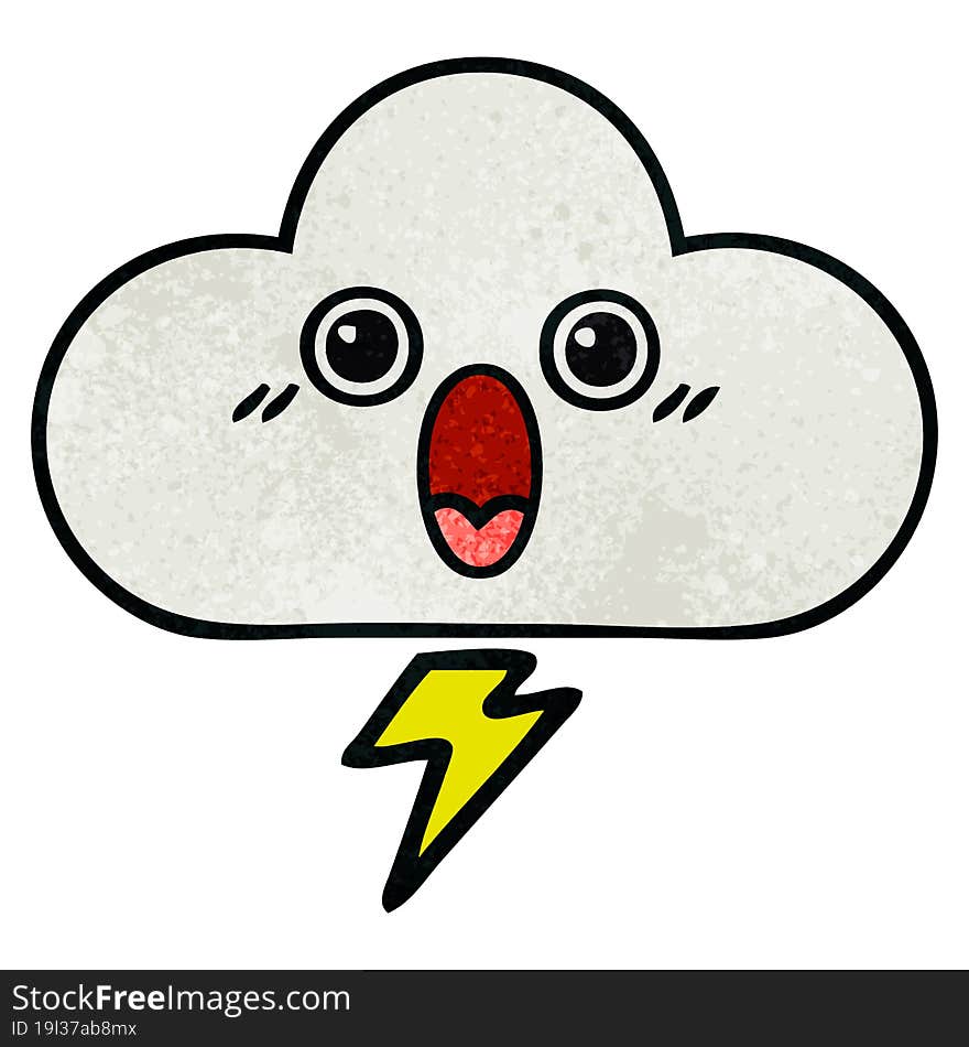 retro grunge texture cartoon storm cloud