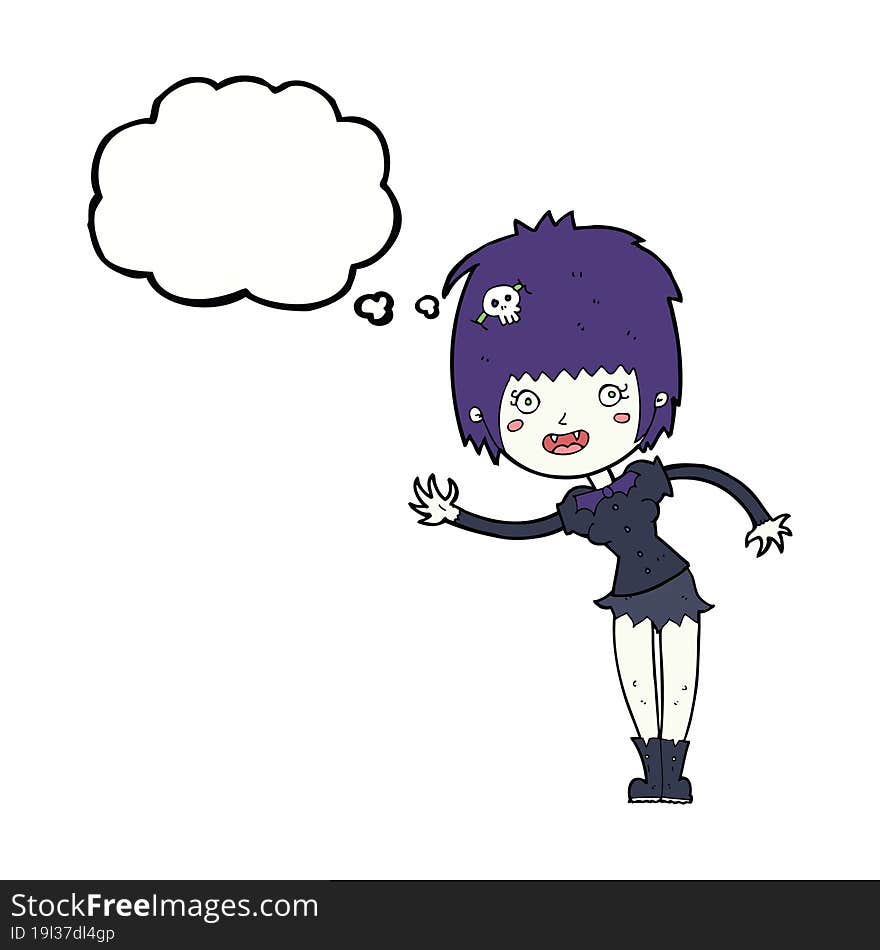 cartoon vampire girl with thought bubble