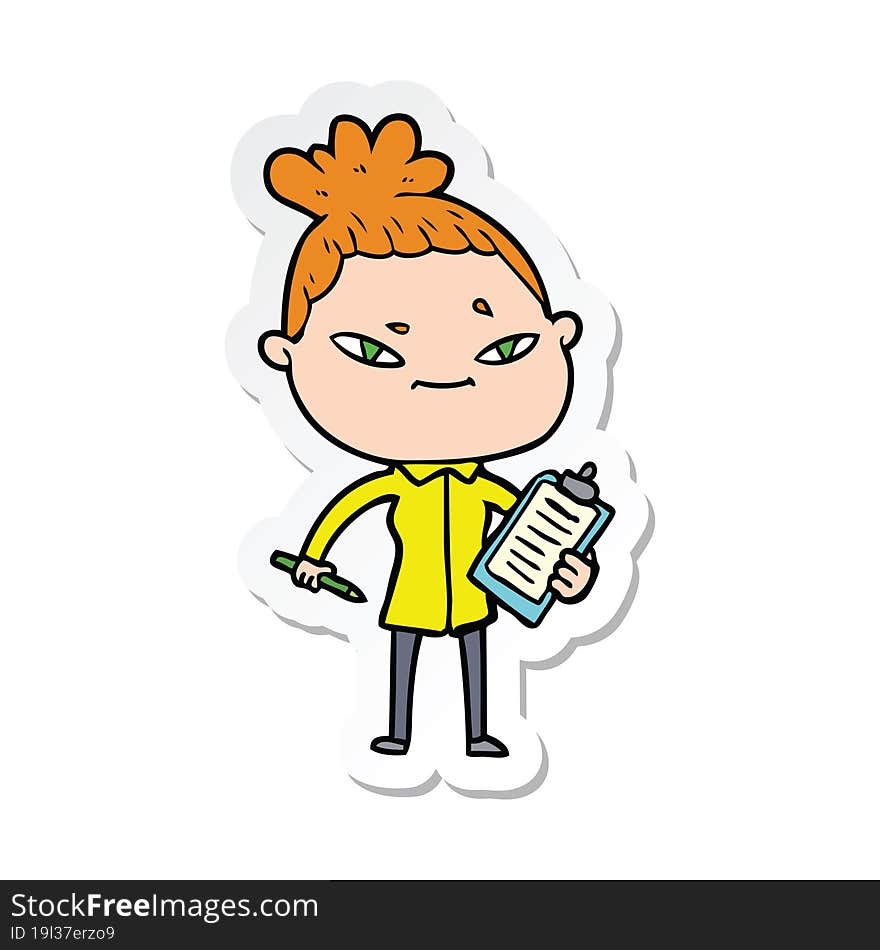 sticker of a cartoon woman