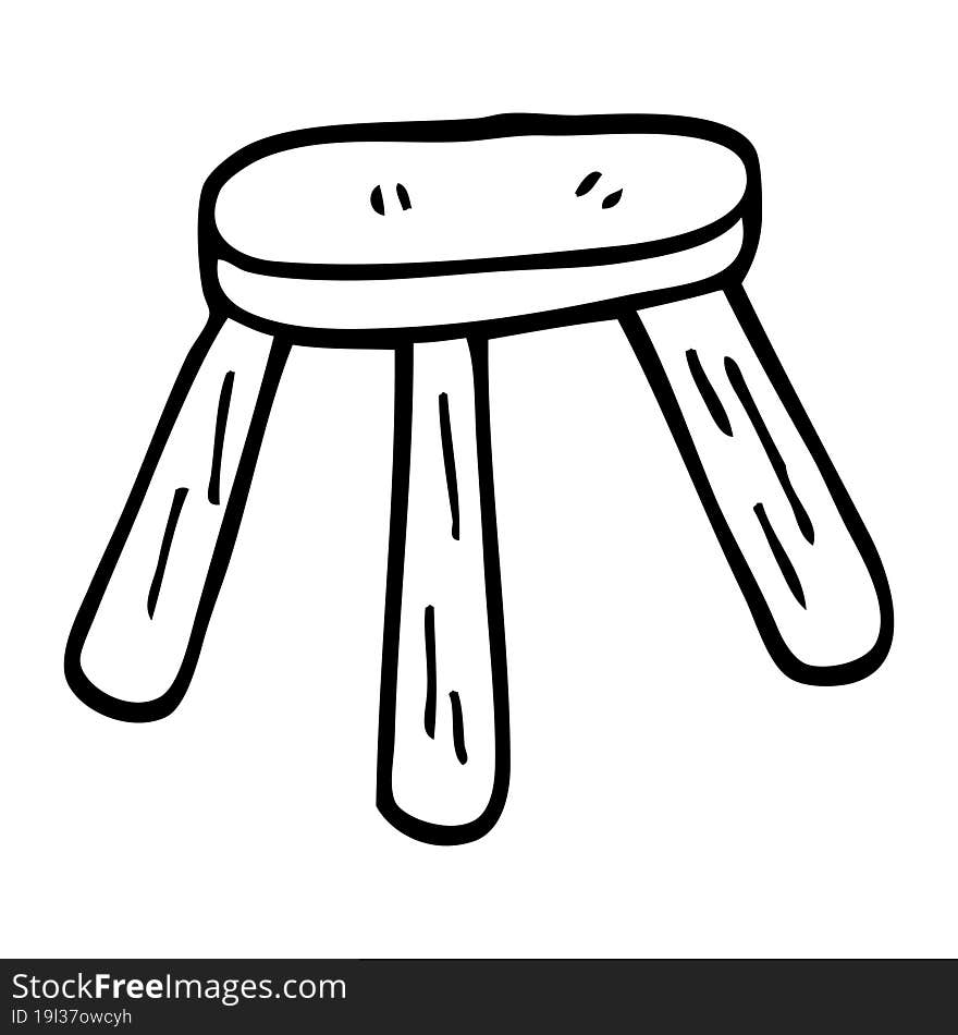 Line Drawing Cartoon Of A Wooden Stool