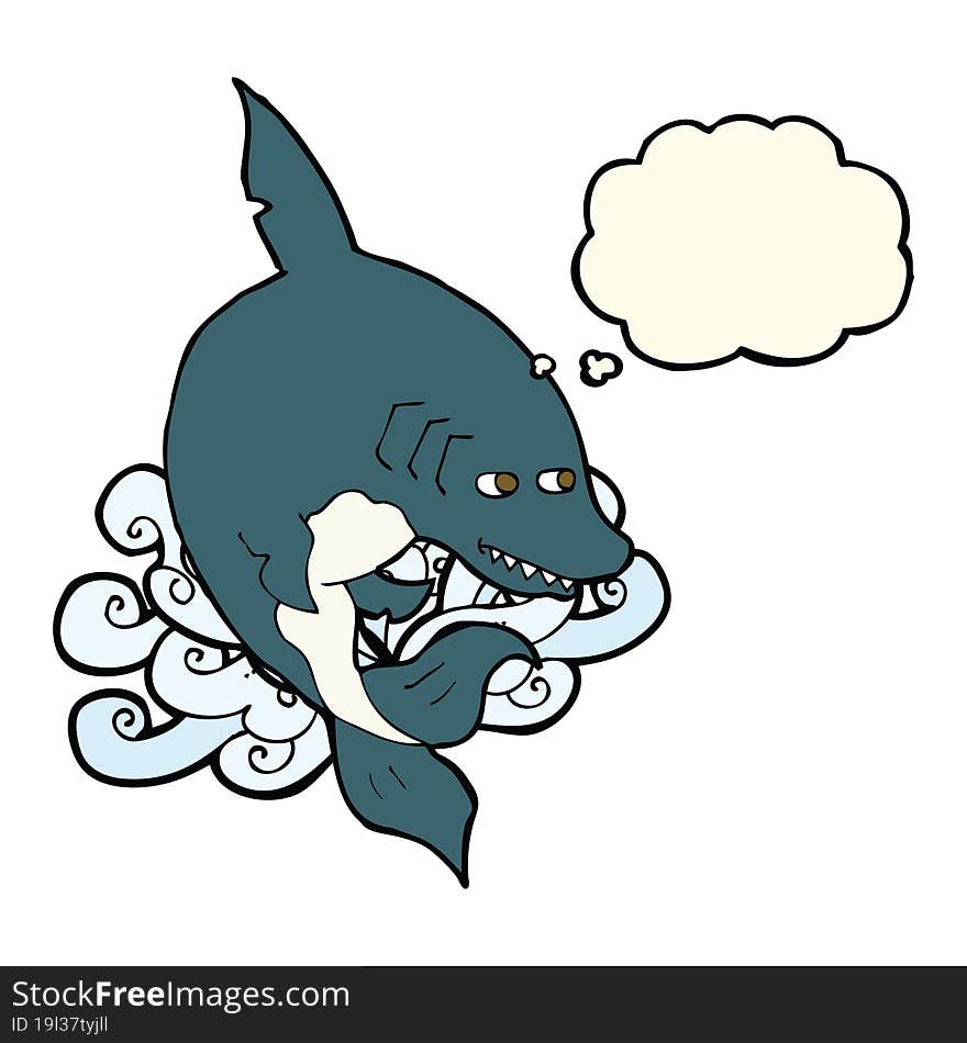 funny cartoon shark with thought bubble