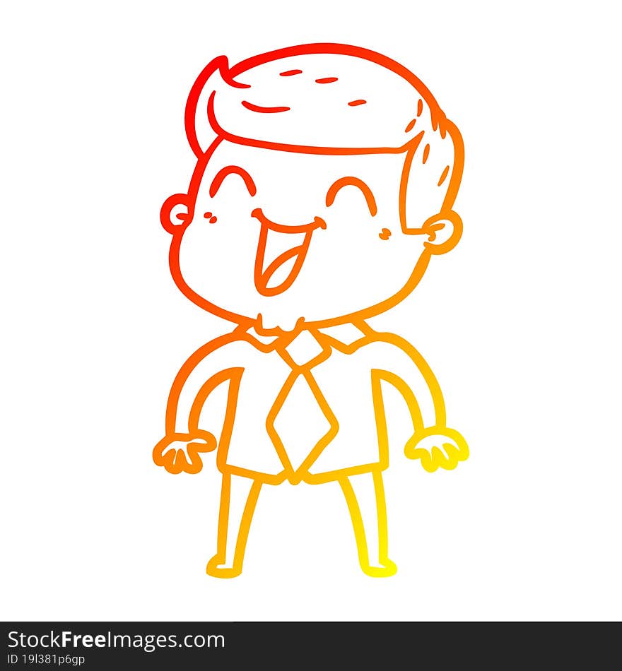 warm gradient line drawing of a cartoon man laughing