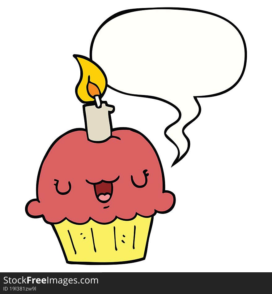 cartoon cupcake and speech bubble