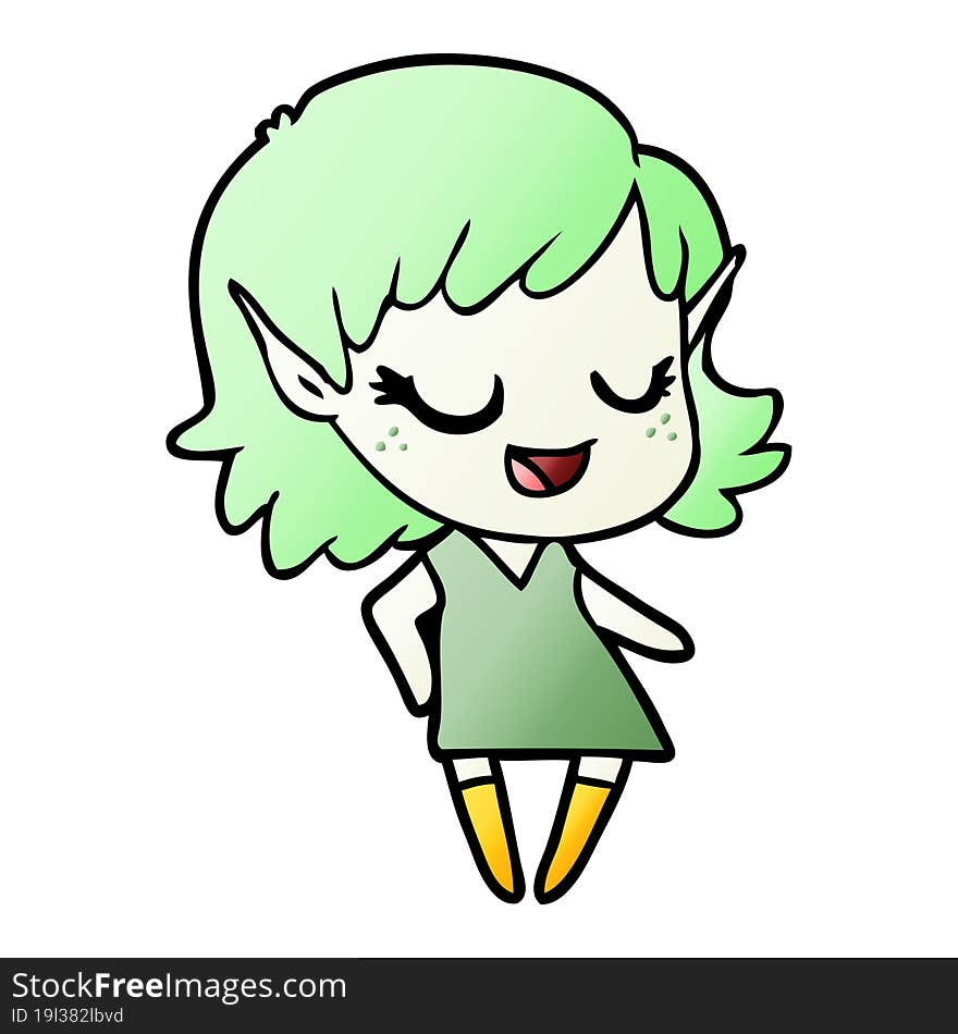 happy cartoon elf girl. happy cartoon elf girl