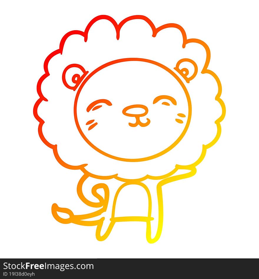 warm gradient line drawing of a cartoon lion