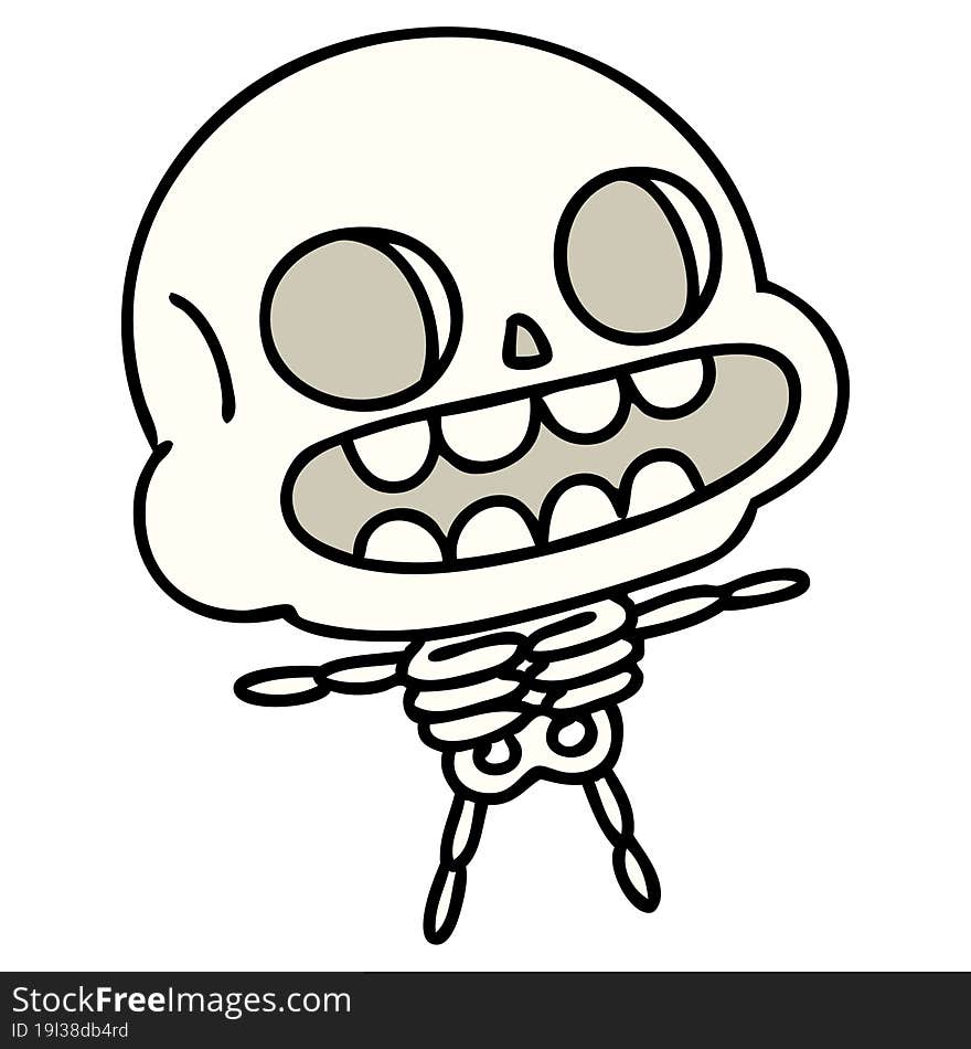 cartoon of a happy halloween skeleton