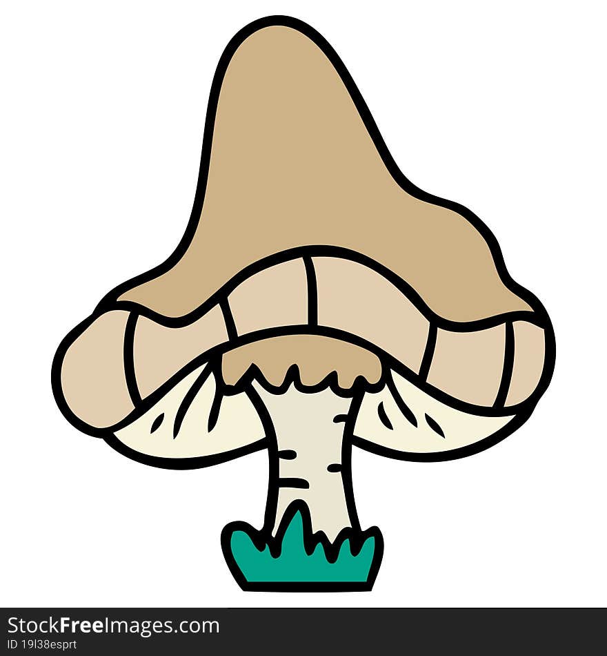 Cartoon Doodle Of A Single Mushroom