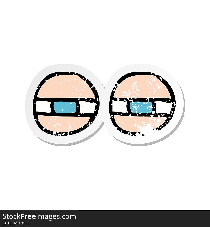 Retro Distressed Sticker Of A Cartoon Eyes