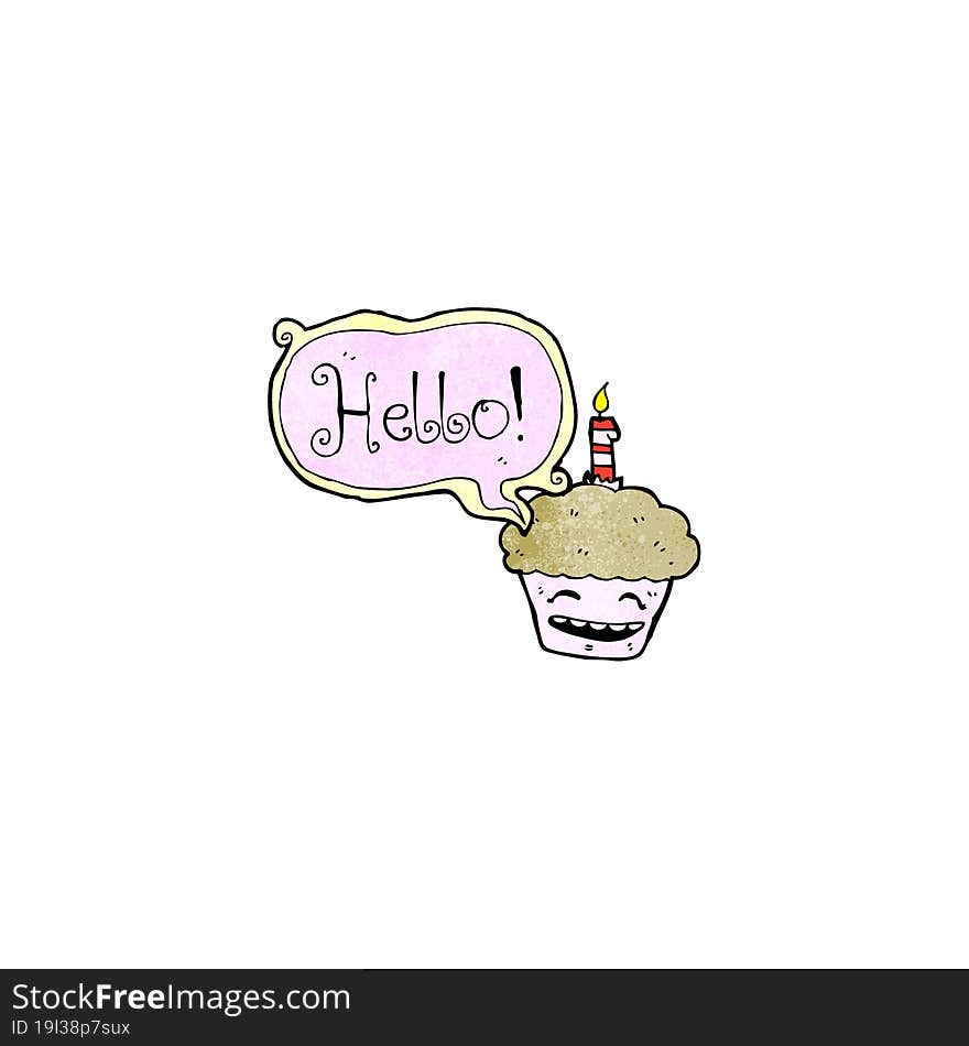 cartoon cupcake with speech bubble