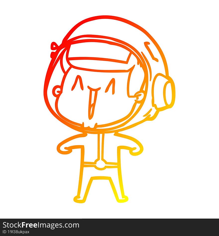 Warm Gradient Line Drawing Happy Cartoon Astronaut