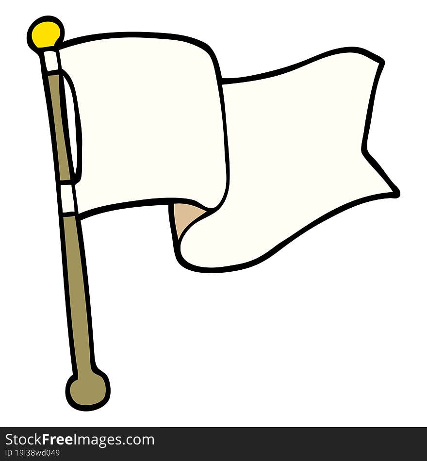 Cartoon Doodle White Flag Waving