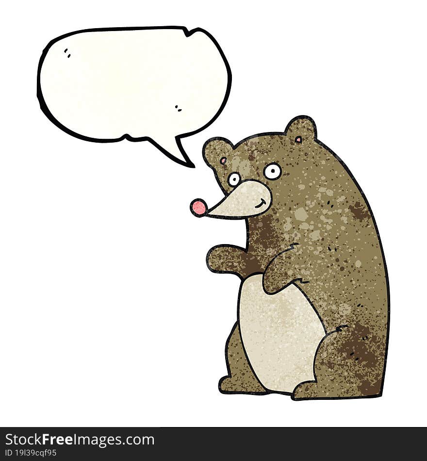 speech bubble textured cartoon bear