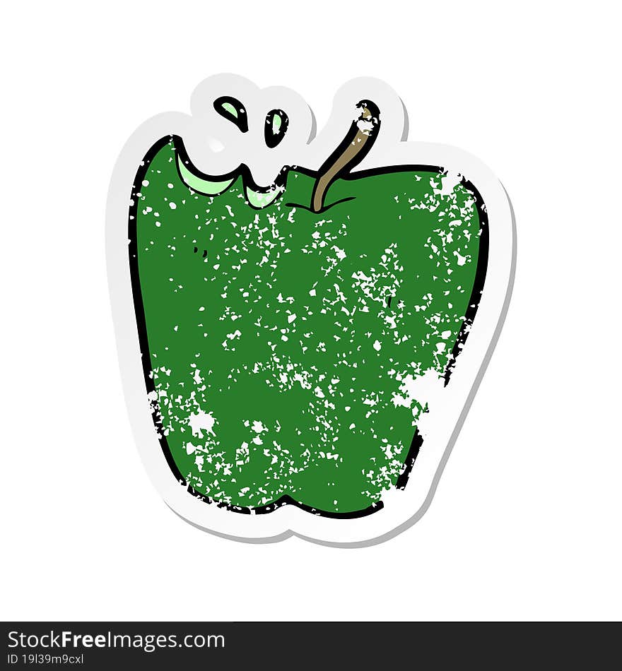 retro distressed sticker of a cartoon apple