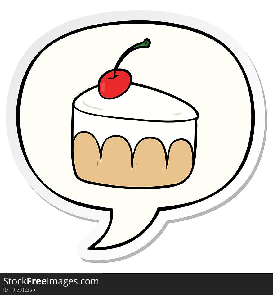 cartoon tasty dessert and speech bubble sticker