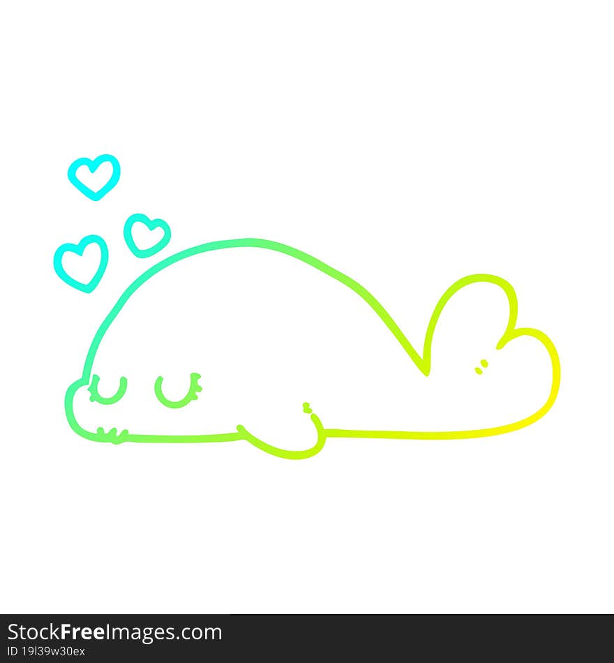 cold gradient line drawing cute cartoon dolphin