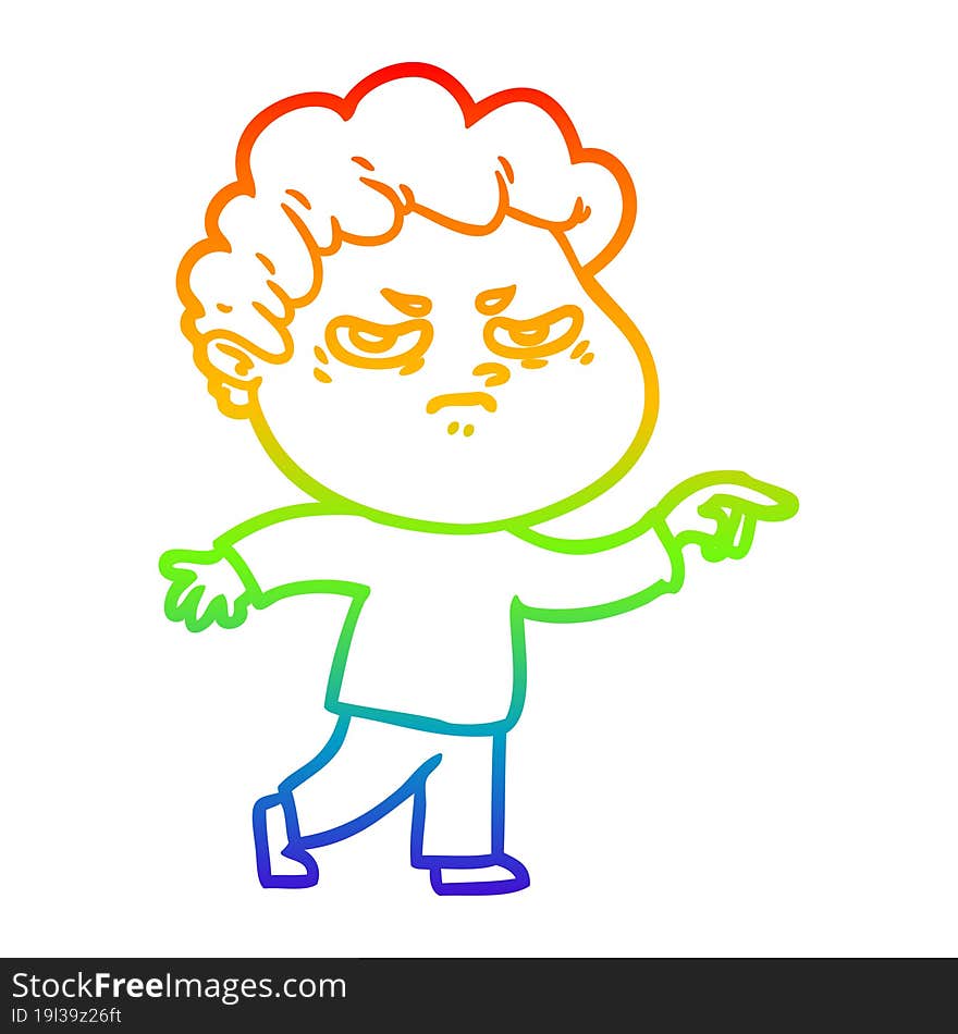 rainbow gradient line drawing cartoon angry man