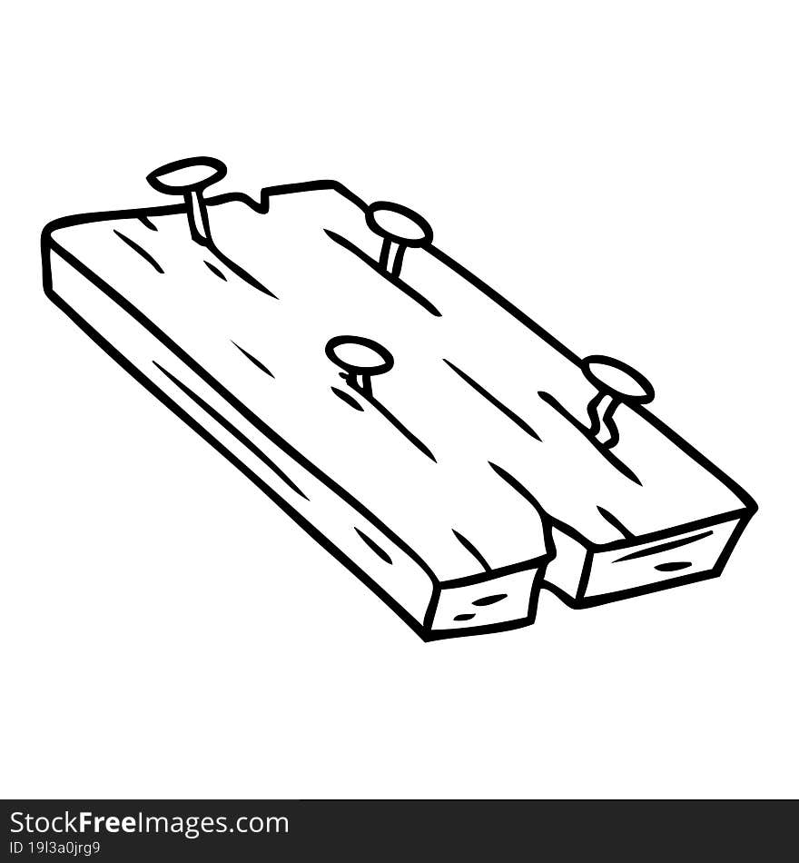 line drawing doodle of nails in a board