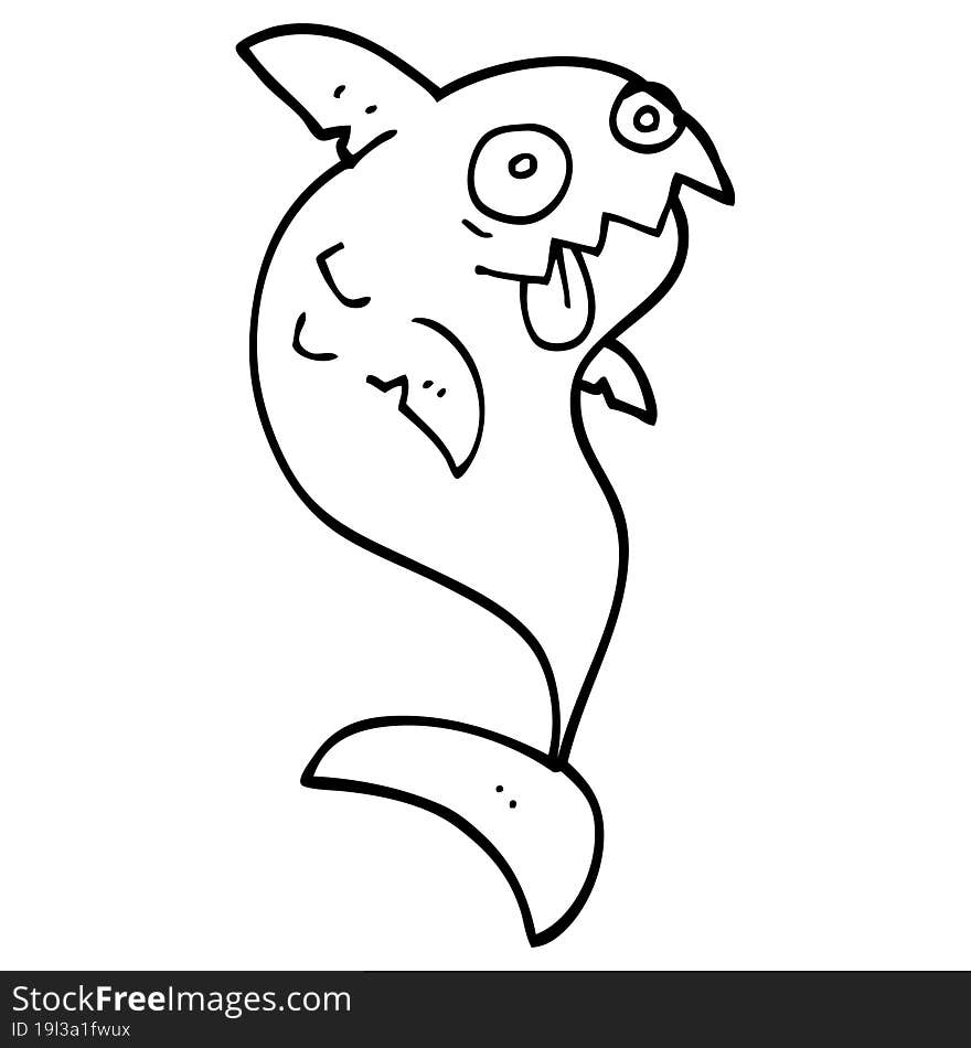 Line Drawing Cartoon Deadly Shark