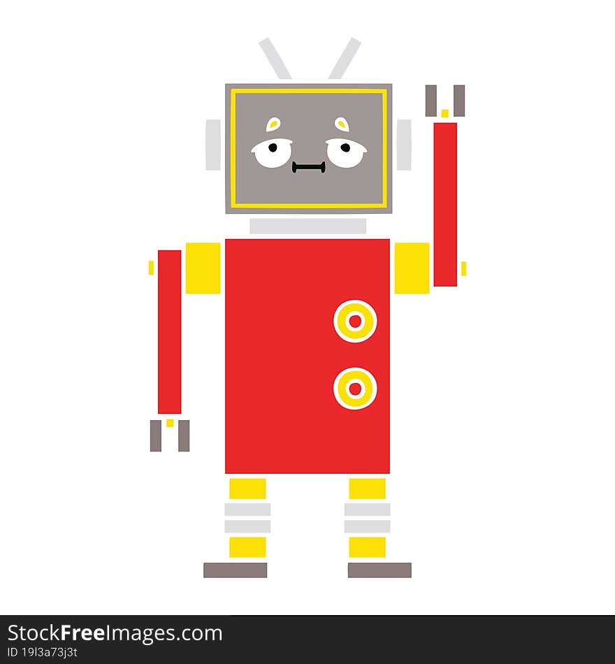 Flat Color Retro Cartoon Robot